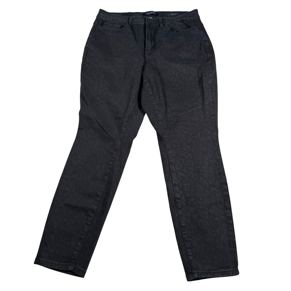 Judy Blue Skinny Fit Jeans Womens 16W (FITS 32x27) Black Leopard Print High Rise